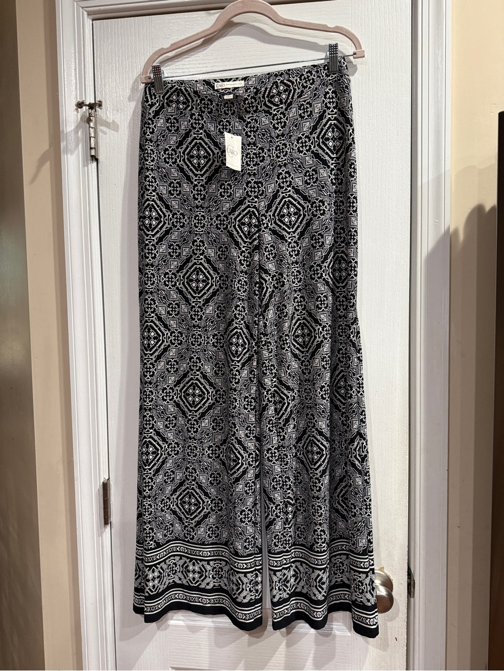 Cato Black & White Wide Leg Palazzo Pants
